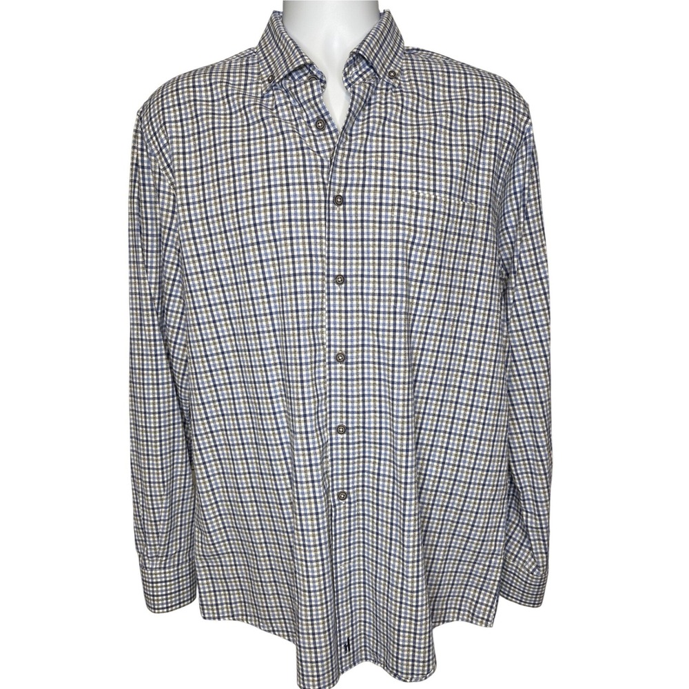 Johnnie-O Top‎ Shelf Mens Blue Gingham Check Button Down Shirt Sz L Preppy Surf